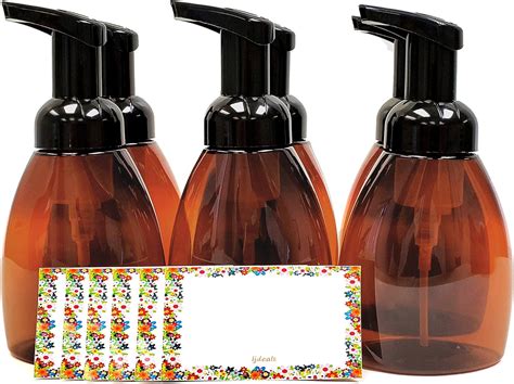 ljdeals Foaming Soap Dispensers, 250ml Amber Foam Pump Bottles, Pack of 6, BPA Free, Made in USA ...