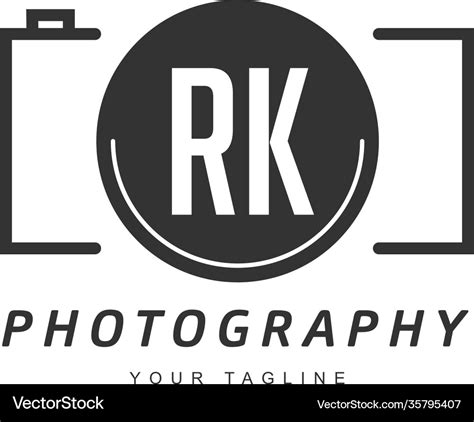 Rk letter logo design with camera icon Royalty Free Vector