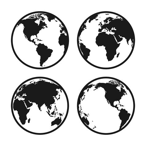 Globe icon. Globe map vector black color. Globe silhouette vector ...