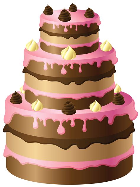 cake clipart | Large chocolate cake with pink cream clipart | Cake ...