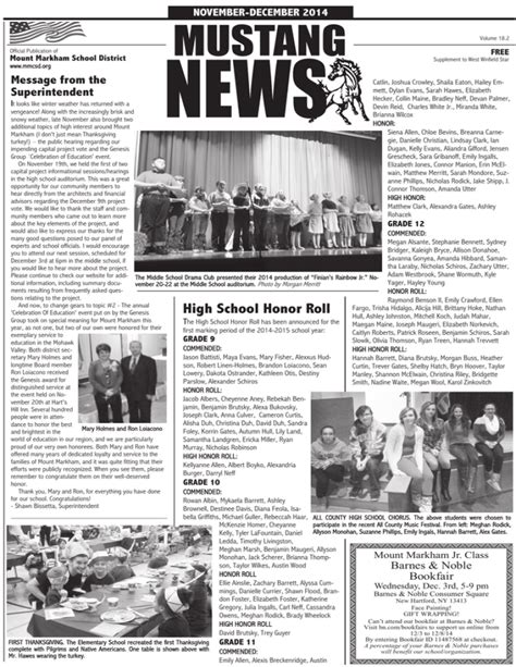 12-3-14 Mustang News - Mount Markham Central School District