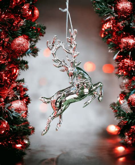 Cute Metallic Silver Christmas Reindeer Ornament order now