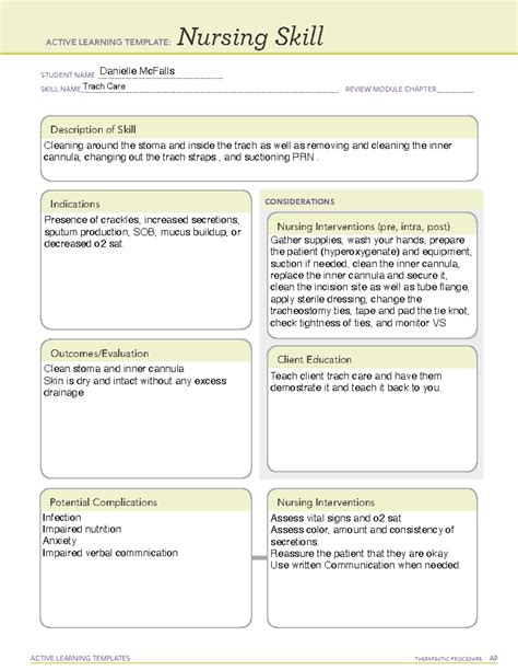 Tracheostomy Care Ati Template