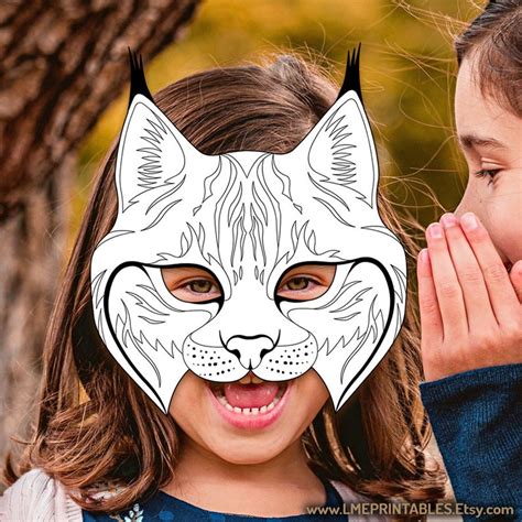 Lynx Coloring Mask Printable Halloween Animal Costume Masks Bobcat Kid Wild Cat Jungle Animals ...