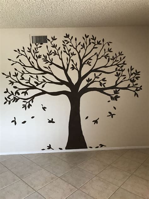 Dark brown flat paint Family tree | Family tree wall art, Tree wall murals, Tree wall painting