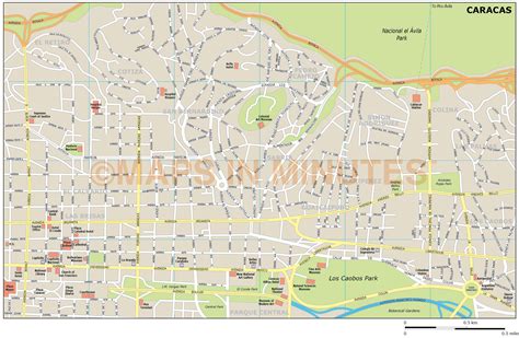 Caracas city map in Illustrator CS or PDF format digital vector map