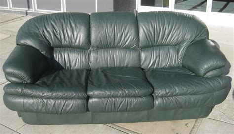 UHURU FURNITURE & COLLECTIBLES: SOLD - Green Leather Sofa - $200