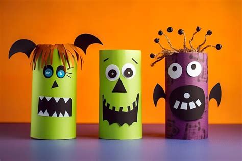 Premium AI Image | Halloween paper decorations on table Diy children ...