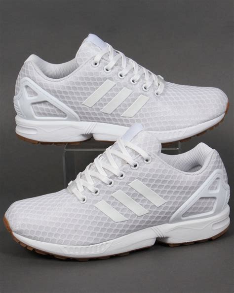 Adidas ZX Flux Trainers White/White/Gum,originals,shoes,sneakers,runner