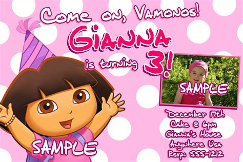 Dora Explorer Birthday Invitations Ideas – Bagvania FREE Printable ...