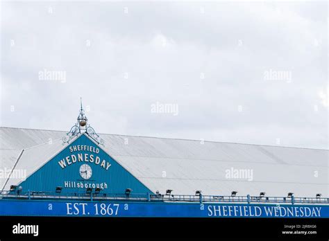 A view of the Sheffield Wednesday clock face inside Hillsborough Stadium, Home Stadium of ...