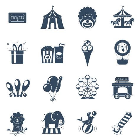 Circus icons set 466787 Vector Art at Vecteezy