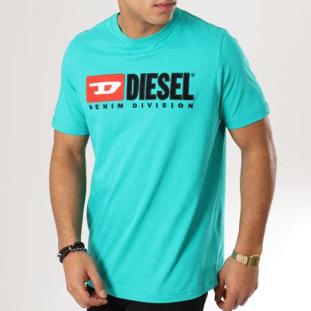 Diesel - Tee Shirt Just Division 00SH0I-0CATJ Bleu Turquoise - LaBoutiqueOfficielle.com