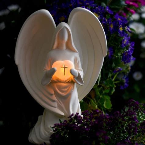 Solar Angel Wings Statue with Custom Condolences Card, In Loving Memory of Loved Ones, Figurine ...