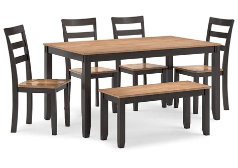 Gesthaven Dining Table with 4 Chairs and Bench (Set of 6)