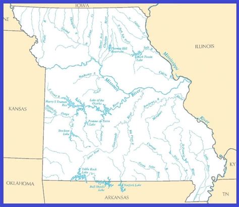 Missouri Rivers Map | Large Printable High Resolution and Standard Map ...