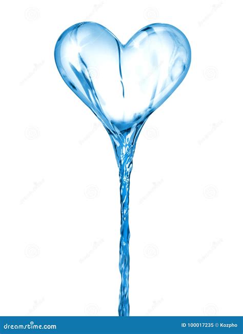 Flow Of Water In The Shape Of The Heart, Isolated On White Stock Image ...