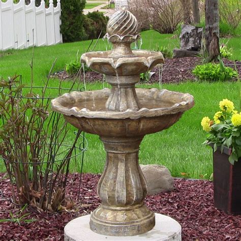 Sunnydaze Two-Tier Solar Outdoor Fountain with Battery Backup - Garden ...