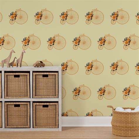 Vintage Bicycles - Large Version Wallpaper | Spoonflower