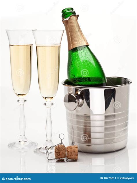 Champagne Bottle And Glasses Stock Image - Image: 18776211