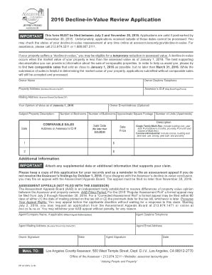 Fillable Online Los Angeles County Office of the Assessor Forms Fax ...