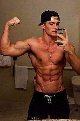 Shirtless Male Beefcake Jock Muscular Bro Flexing Biceps Beach Photo ...