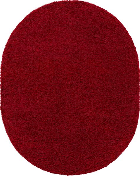 Red 245cm x 305cm Solid Shag Oval Rug | iRugs CH