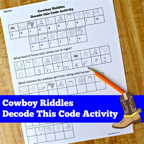 Cowboy Riddles Decode This Code Activity