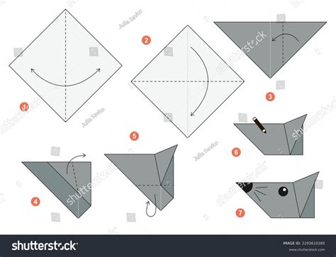 Mouse Origami Scheme Tutorial Moving Model Stock Vector (Royalty Free) 2293610289 | Shutterstock