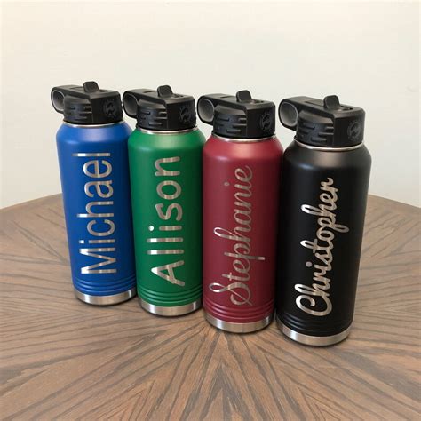 Personalized Water Bottle With Straw Custom Laser Engraved - Etsy