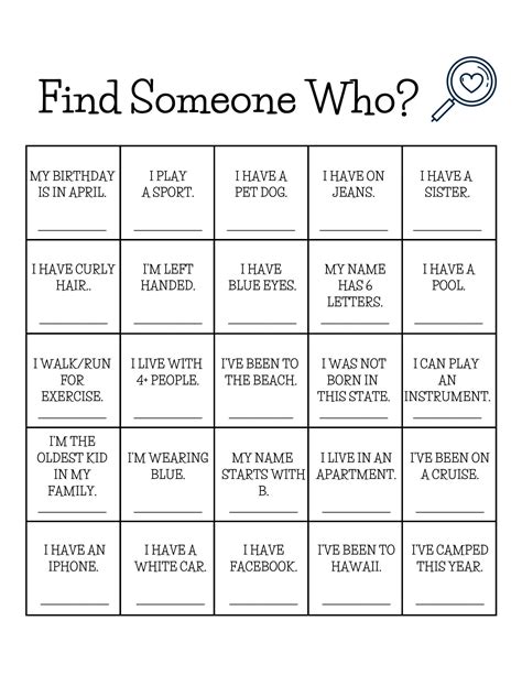 Find Someone Who Game Icebreaker Game Classroom Game - Etsy UK