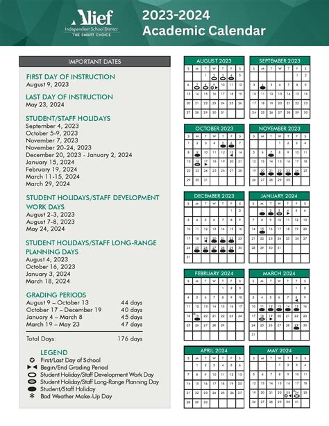 Alief Independent School District Calendar 2023-2024 in PDF