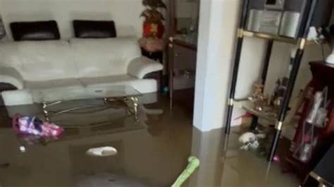 Inside flooded house