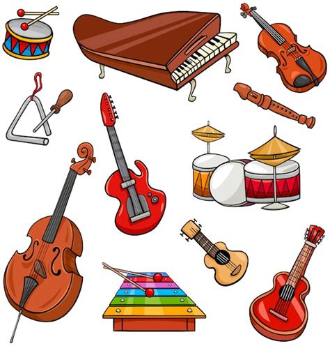 Premium Vector | Cartoon illustration of musical instruments set