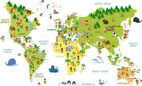 Stereotypes world map wall sticker - TenStickers