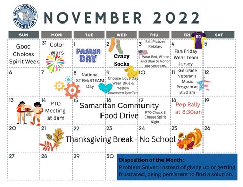 Monthly School Calendars | Willowbrook Elementary School