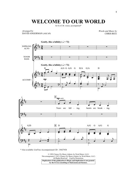 Welcome To Our World | Sheet Music Direct