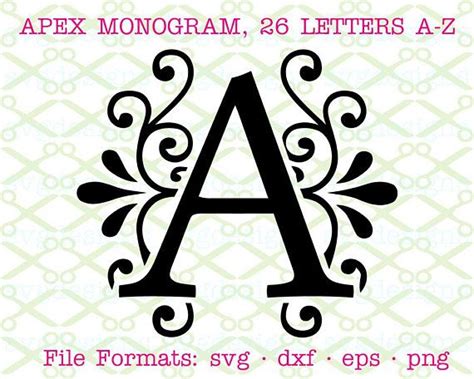 Apex Monogram SVG, Dxf, Eps, Png Fancy Wedding Monogram Svg, 26 Letters ...