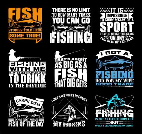 Premium Vector | Fishing t shirt design bundle fishing t shirt quotes about fishing