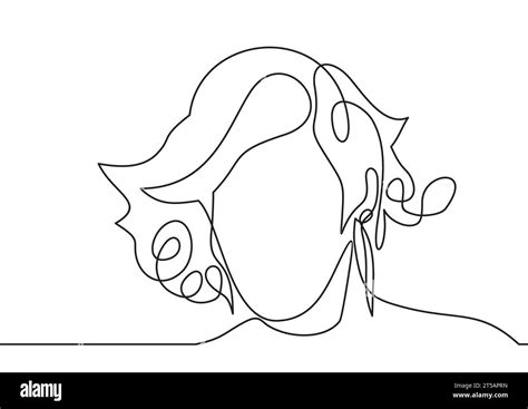 Continuous one line drawing. Abstract portrait of romantic woman face. Vector illustration Stock ...