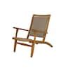 Brown Stained Weather Resistant Eucalyptus Wood Outdoor Lounge Chair with Grey Wicker 21250 ...