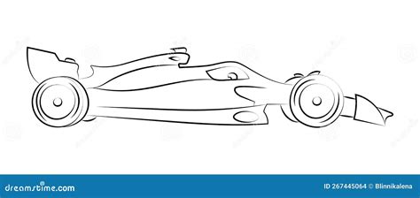 Formula 1 Racing Car Sketch. Driving a Sports Car, Speed. Side View. Contour Image, Pencil ...