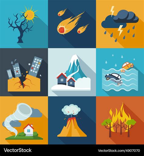 Natural disaster icons Royalty Free Vector Image