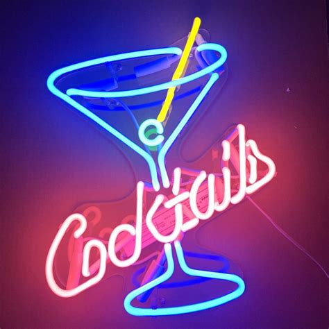 Neon Signs Cocktails Beer Bar Home Art Neon Light Handmade Glass Neon Lights Sign for Bedroom ...