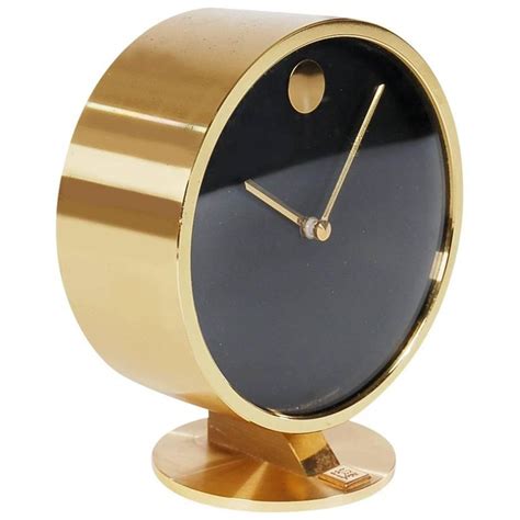 Mid-Century Modern Brass Table or Desk Clock by Howard Miller at ...