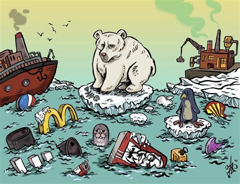 Plastic Pollution And People Cartoon