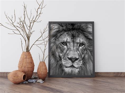 Black and White Lion Print Lion Wall Art Safari Animal | Etsy