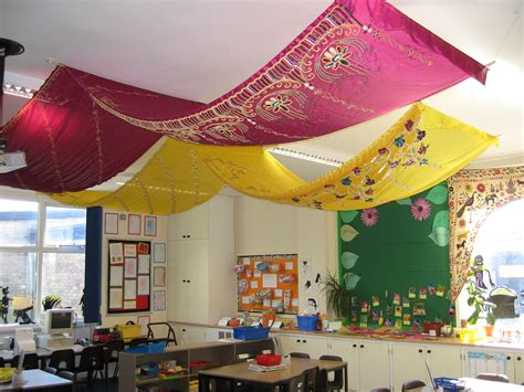 sari ceiling hangings | Classroom ceiling, Ceiling decor, Ceiling murals