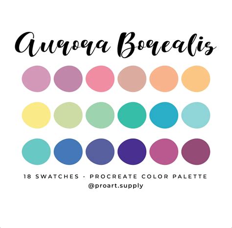 AURORA BOREALIS PROCREATE Color Palette Hex Codes Pastels for iPad ...