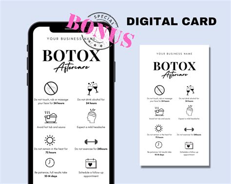 Botox Aftercare, Botox Aftercare Card, Botox Template, Botox Care Card, DIY Botox Filler ...